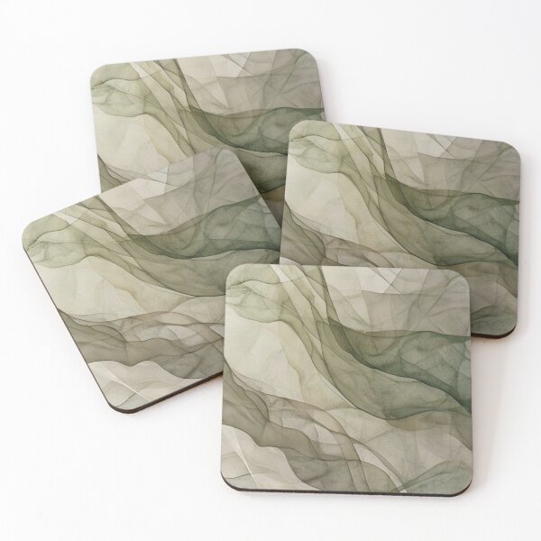 Item preview, Olive Smoke — Abstract silk waves, earthy tones designed and sold by VestraDesign.