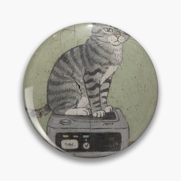 Item preview, Grey Tabby Guarding the Wifi Router Folk Art designed and sold by PictorialWhimsy.
