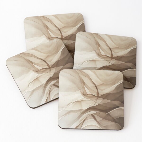 Item preview, Cocoa Mist — Abstract silk waves, earthy tones designed and sold by VestraDesign.