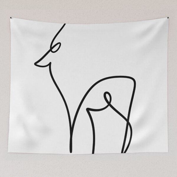 Item preview, Minimalist One Line Deer Drawing - Continuous Line Art Roe Deer designed and sold by LYAN-STORE.