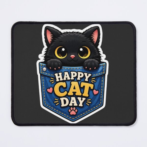 Item preview, Happy Cat Day Pocket Black Cat Cute Kawaii Sticker designed and sold by GRYFFWEAR.