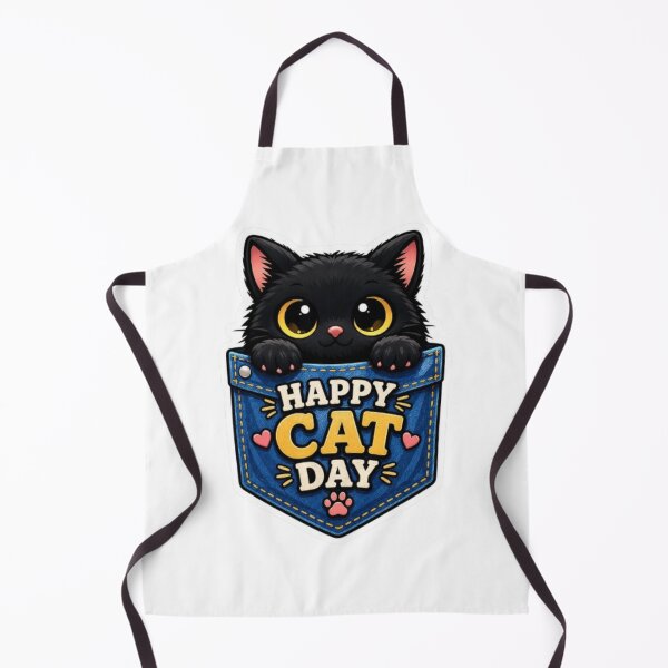 Item preview, Happy Cat Day Pocket Black Cat Cute Kawaii Sticker designed and sold by GRYFFWEAR.