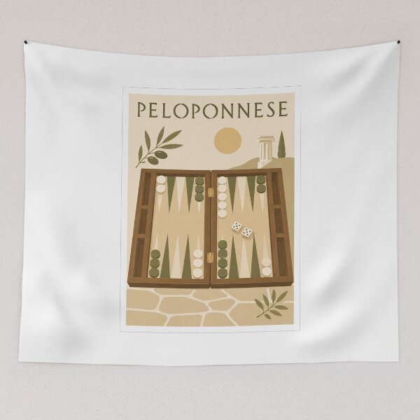 Item preview, Peloponnese Backgammon Board Travel Poster designed and sold by Beyond Destinations.