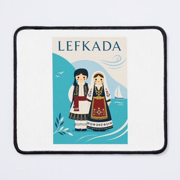 Item preview, Lefkada Traditional Costume Dolls Travel Poster designed and sold by Beyond Destinations.