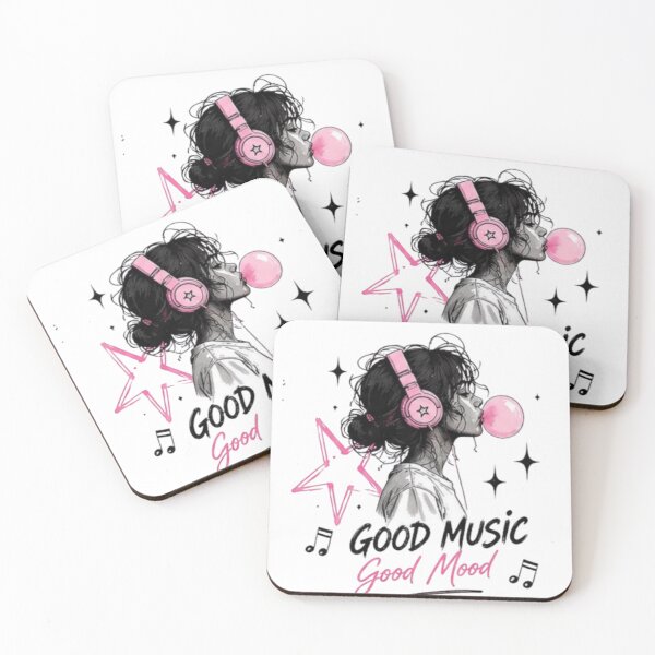 Item preview, Good Music Good Mood Aesthetic Girl with Headphones Design designed and sold by RajDeals.