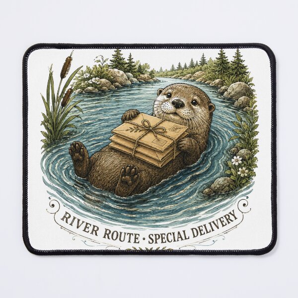 Item preview, River Route Special Delivery Otter designed and sold by Mosslume Studio.