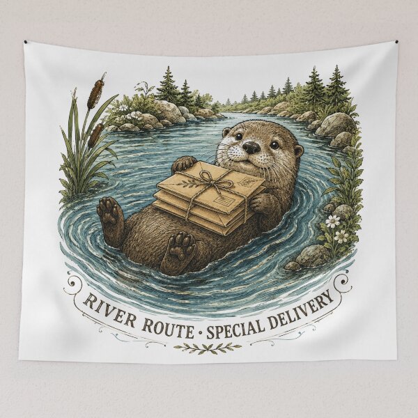 Item preview, River Route Special Delivery Otter designed and sold by Mosslume Studio.