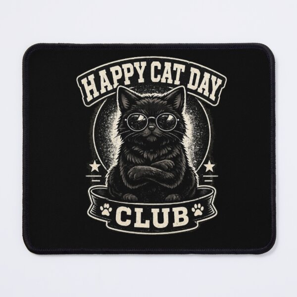 Item preview, Happy Cat Day Club Vintage Black Cat Retro T-Shirt Design designed and sold by GRYFFWEAR.