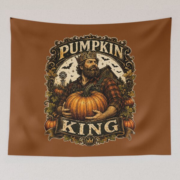 Item preview, Pumpkin King Vintage Halloween Farmer | Retro Autumn Harvest Pumpkin Design designed and sold by KAM-KAM-STORE.