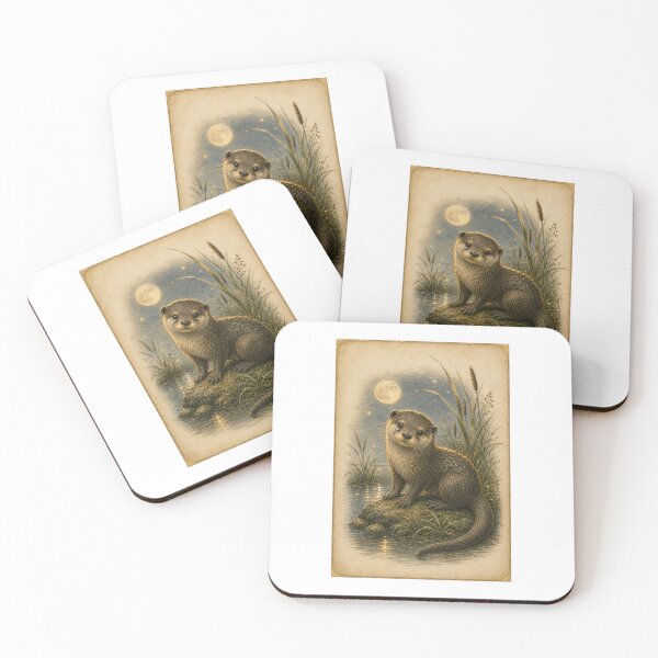 Item preview, River Otter | Moonlit Riverbank Botanical Art | Wild Swimmer Gift designed and sold by Brackenlume Studio.