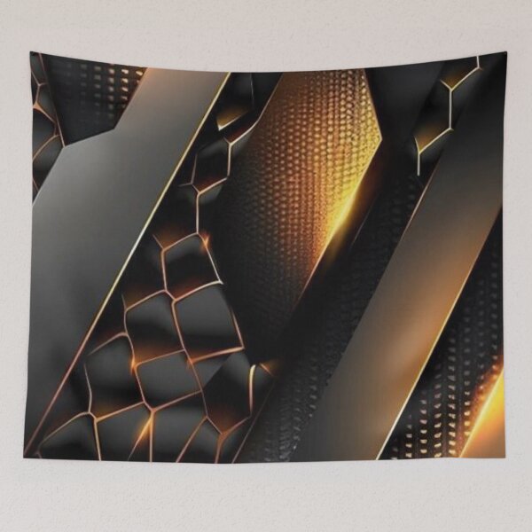 Item preview, Black and Gold Modern Futuristic Geometric Armor Pattern - 3D Tech Texture designed and sold by LYAN-STORE.