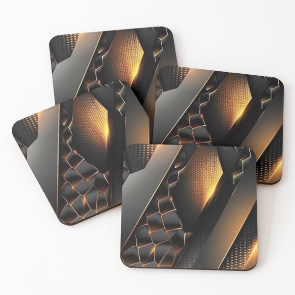 Item preview, Black and Gold Modern Futuristic Geometric Armor Pattern - 3D Tech Texture designed and sold by LYAN-STORE.