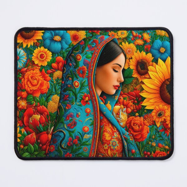 Item preview, Our Lady of Guadalupe Sunflower Floral Folk Art designed and sold by MythicMood.