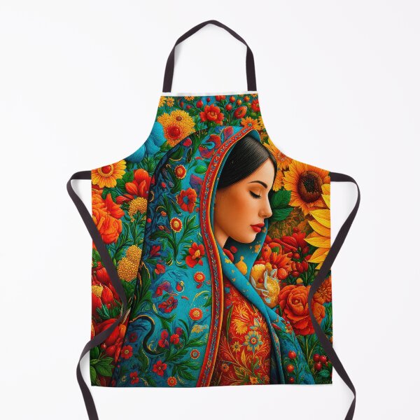 Item preview, Our Lady of Guadalupe Sunflower Floral Folk Art designed and sold by MythicMood.