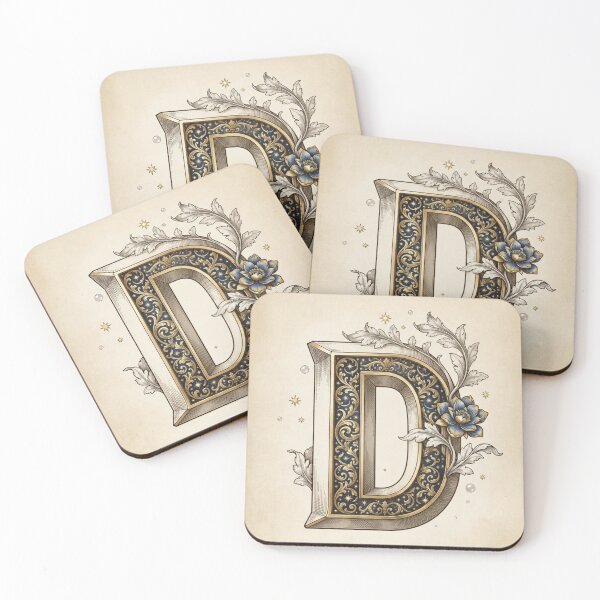 Item preview, Letter D - Vintage Celestial Botanical Alphabet Poster designed and sold by TheMinimalFrame.