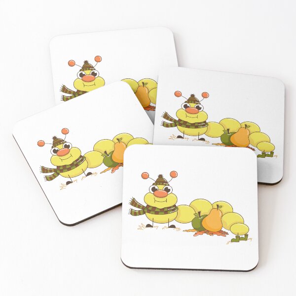 Item preview, Cute Autumn Caterpillar with Apple and Pear designed and sold by AnnaDesertArt.