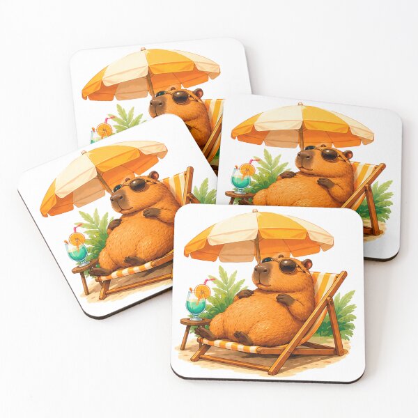 Item preview, Cute Vacation Capybara Illustration 8 | Kawaii Summer Capybara | Beach Animal Art | Tropical Travel Vibes designed and sold by Galochka.