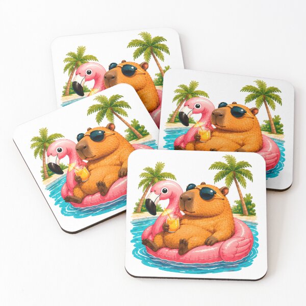Item preview, Cute Vacation Capybara Illustration 7 | Kawaii Summer Capybara | Beach Animal Art | Tropical Travel Vibes designed and sold by Galochka.
