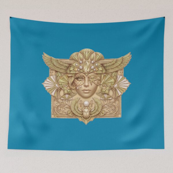 Item preview, Golden Egyptian Goddess Art Deco Portrait - Scarab & Eye of Horus designed and sold by sunbowjp stadio.