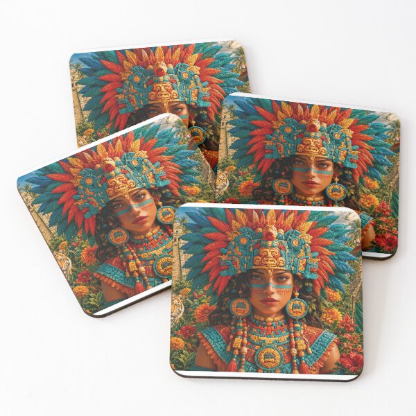 Item preview, Aztec Warrior Princess Mayan Folk Art designed and sold by MythicMood.