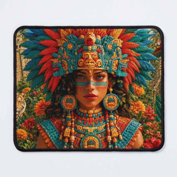 Item preview, Aztec Warrior Princess Mayan Folk Art designed and sold by MythicMood.