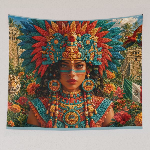 Item preview, Aztec Warrior Princess Mayan Folk Art designed and sold by MythicMood.
