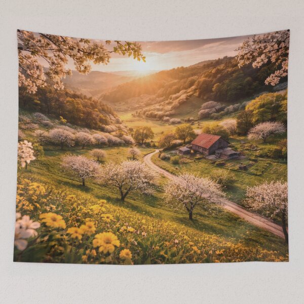 Item preview, Spring Valley Sunrise – Blossom Countryside Wall Art designed and sold by Yomere.