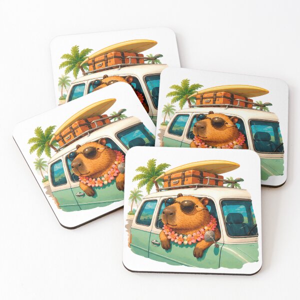 Item preview, Cute Vacation Capybara Illustration 4 | Kawaii Summer Capybara | Beach Animal Art | Tropical Travel Vibes designed and sold by Galochka.