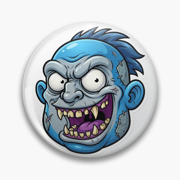 Item preview, Crazy Blue Zombie Head Cartoon Sticker 1 | Creepy Horror Mascot Illustration | Funny Undead Monster Face designed and sold by Bhaskar Digital Art.