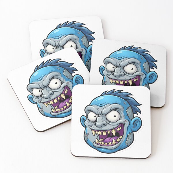 Item preview, Crazy Blue Zombie Head Cartoon Sticker 1 | Creepy Horror Mascot Illustration | Funny Undead Monster Face designed and sold by Bhaskar Digital Art.