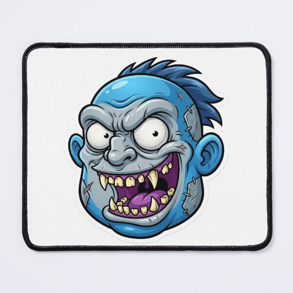 Item preview, Crazy Blue Zombie Head Cartoon Sticker 1 | Creepy Horror Mascot Illustration | Funny Undead Monster Face designed and sold by Bhaskar Digital Art.