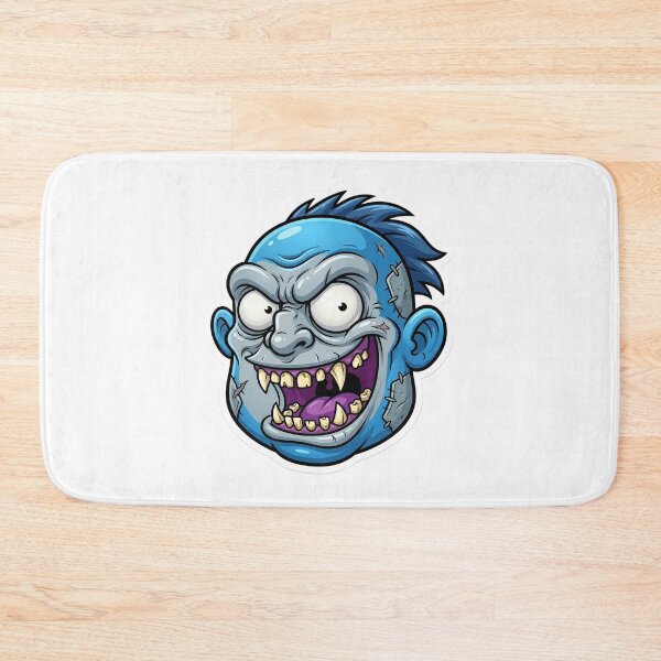Item preview, Crazy Blue Zombie Head Cartoon Sticker 1 | Creepy Horror Mascot Illustration | Funny Undead Monster Face designed and sold by Bhaskar Digital Art.