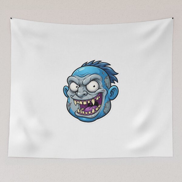 Item preview, Crazy Blue Zombie Head Cartoon Sticker 1 | Creepy Horror Mascot Illustration | Funny Undead Monster Face designed and sold by Bhaskar Digital Art.