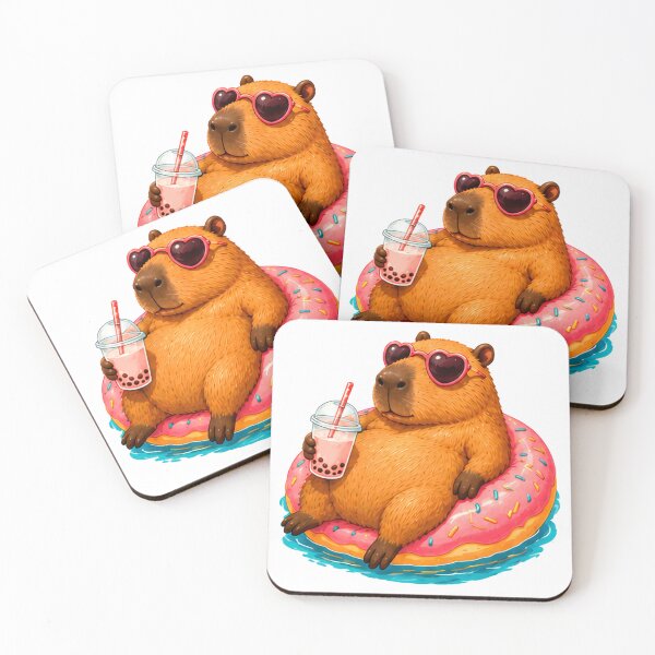 Item preview, Cute Vacation Capybara Illustration 3 | Kawaii Summer Capybara | Beach Animal Art | Tropical Travel Vibes designed and sold by Galochka.