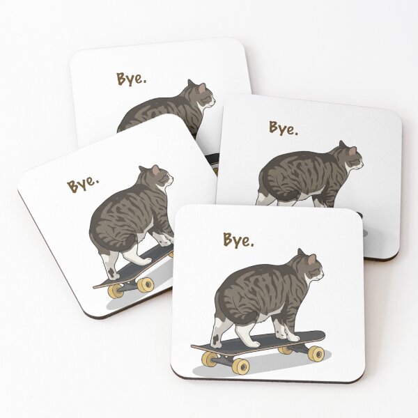 Item preview, Bye. | Funny Skateboarding Cat Meme Sticker designed and sold by SoftPawsAtelier.