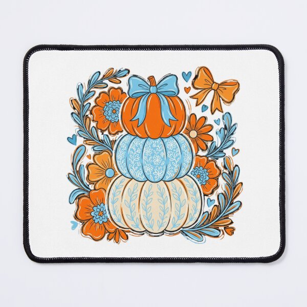 Item preview, Cute Stacked Pumpkins Blue Bow Floral Fall Autumn Harvest Graphic designed and sold by raedattia.