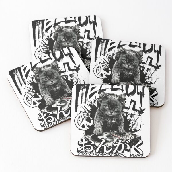 Item preview, DJ Cat Electronic Dance Music - Japanese Streetwear DJ Kitten Poster designed and sold by GenZFashion000.