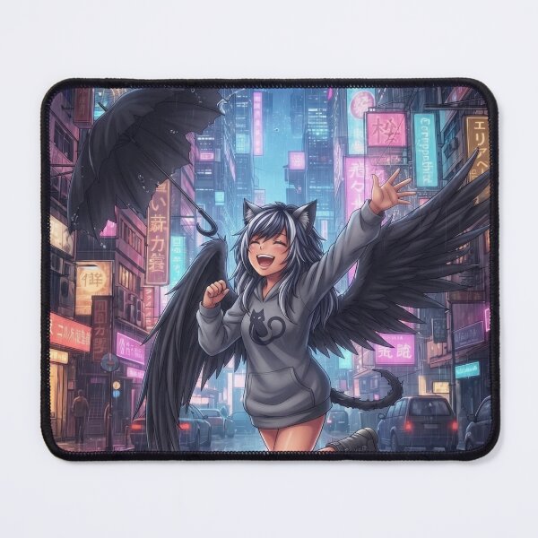 Item preview, Nyxi – Neon Night Runner (Energetic Cat-Wing Girl) designed and sold by dragon580.