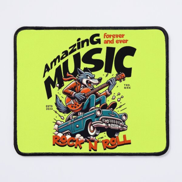 Item preview, Amazing Music Rock N Roll - Vintage Wolf Guitarist Riding Classic Car designed and sold by GenZFashion000.