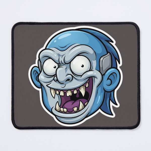 Item preview, Crazy Blue Zombie Head Cartoon Sticker 2 | Creepy Horror Mascot Illustration | Funny Undead Monster Face designed and sold by Bhaskar Digital Art.