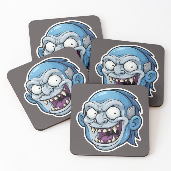 Item preview, Crazy Blue Zombie Head Cartoon Sticker 2 | Creepy Horror Mascot Illustration | Funny Undead Monster Face designed and sold by Bhaskar Digital Art.