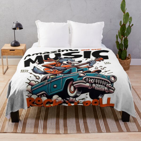 Item preview, Amazing Music Rock N Roll - Vintage Wolf Guitarist Riding Classic Car designed and sold by GenZFashion000.