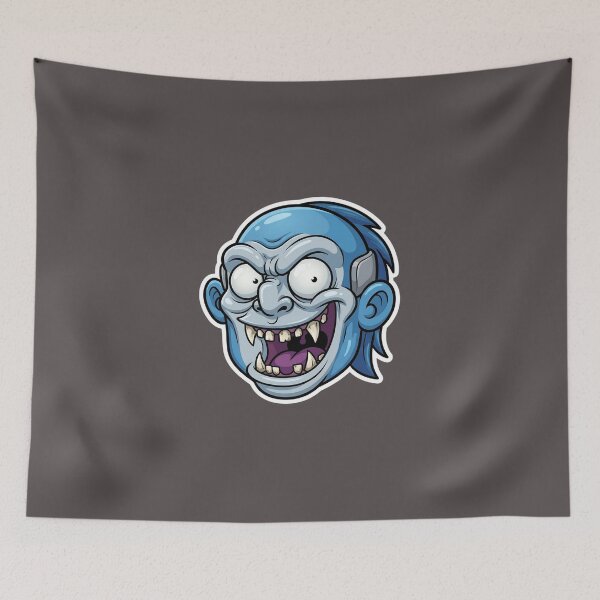 Item preview, Crazy Blue Zombie Head Cartoon Sticker 2 | Creepy Horror Mascot Illustration | Funny Undead Monster Face designed and sold by Bhaskar Digital Art.