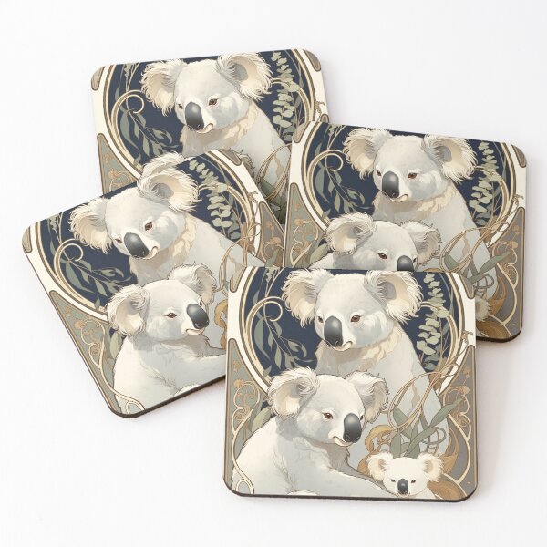 Item preview, White koalas Art deco designed and sold by CharmingFlowers.