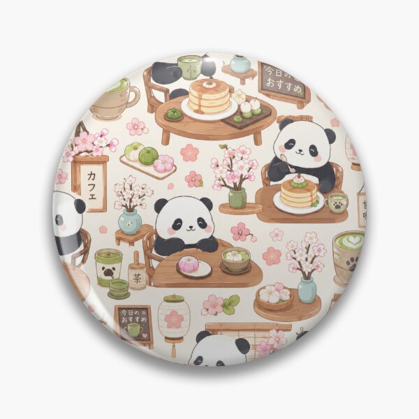 Item preview, Kawaii Panda Japanese Café Seamless Pattern | Matcha Latte & Pancakes Wrapping Paper Design designed and sold by kawaii animal store (in Japan).