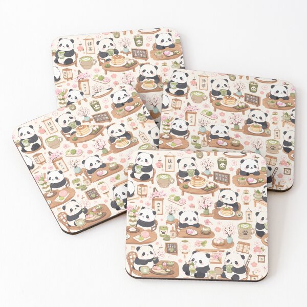 Item preview, Kawaii Panda Japanese Café Seamless Pattern | Matcha Latte & Pancakes Wrapping Paper Design designed and sold by kawaii animal store (in Japan).