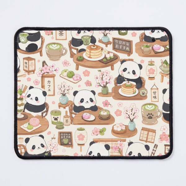 Item preview, Kawaii Panda Japanese Café Seamless Pattern | Matcha Latte & Pancakes Wrapping Paper Design designed and sold by kawaii animal store (in Japan).