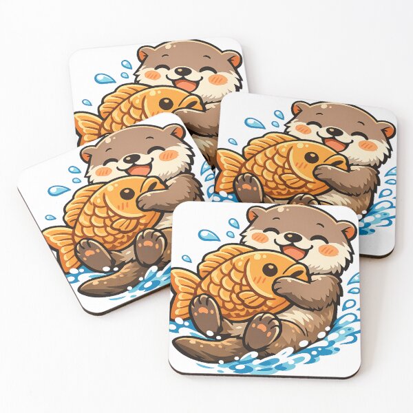 Item preview, Kawaii Otter Hugging Giant Taiyaki Sticker | Cute Japanese Snack Anime Animal Design designed and sold by kawaii animal store (in Japan).