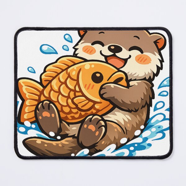 Item preview, Kawaii Otter Hugging Giant Taiyaki Sticker | Cute Japanese Snack Anime Animal Design designed and sold by kawaii animal store (in Japan).