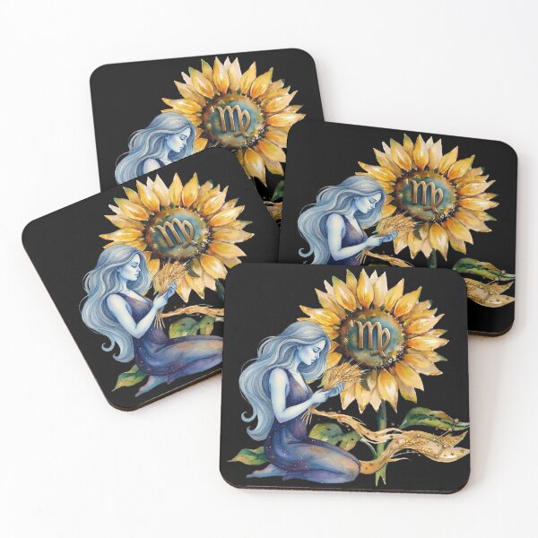 Item preview, ​Virgo Zodiac Goddess Watercolor Sunflower Art designed and sold by SilentFlower.